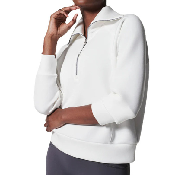 Spanx Air Essentials Half Zip Sweatshirt Top in Powder Plus Size 1X - Picture 1 of 7